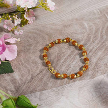 Load image into Gallery viewer, Five faces Rudraksha Bracelet with Golden Caps
