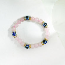 Load image into Gallery viewer, Rose Quartz &amp; Evil Eye Healing Bracelet
