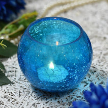 Load image into Gallery viewer, Blue Crackled Matki Candle Holder
