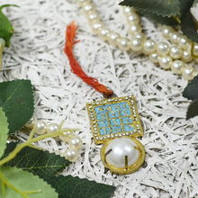 Load image into Gallery viewer, Stone-studded Chandra Yantra Pendant with White Pearl
