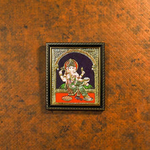 Load image into Gallery viewer, Golden Framed Lord Ganesha Hand-Painted Tanjore Painting
