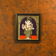 Load image into Gallery viewer, Golden Framed Bal Ganesha Hand-Painted Tanjore Painting
