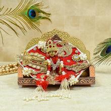 Load image into Gallery viewer, Elegant Golden Laddu Gopal Singhasan
