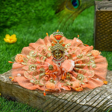 Load image into Gallery viewer, Elegant Net Embroidered Peach Krishna Poshak
