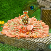 Load image into Gallery viewer, Elegant Net Embroidered Peach Krishna Poshak
