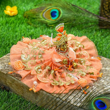 Load image into Gallery viewer, Elegant Net Embroidered Peach Krishna Poshak

