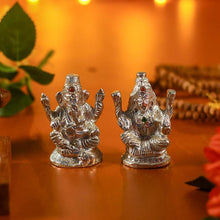 Load image into Gallery viewer, Silver Ganesh Laxmi Murti for Home Decor
