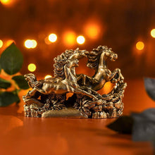 Load image into Gallery viewer, Feng Shui Three Running Golden Horses for Victory Showpiece
