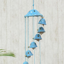 Load image into Gallery viewer, Handcrafted Blue Ceramic Wind Chime
