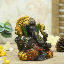 Load image into Gallery viewer, Ornate MultiColour Brass Ganesh Idol
