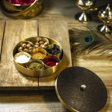Load image into Gallery viewer, Amiri Antique Brass Pooja Samagridaan
