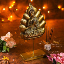 Load image into Gallery viewer, Antique Golden Buddha On Standing Bodhi Leaf
