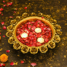 Load image into Gallery viewer, Golden Roses Brass Urli
