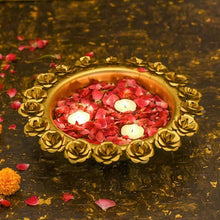 Load image into Gallery viewer, Golden Roses Brass Urli
