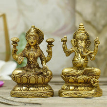Load image into Gallery viewer, Engaging Laxmi Ganesh Brass Idol
