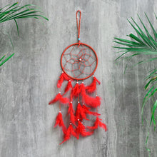 Load image into Gallery viewer, Handmade Red Feathers Dreamcatcher
