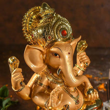 Load image into Gallery viewer, Large Golden Ganesha on Platform
