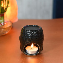 Load image into Gallery viewer, Impressive Meditating Buddha Aroma Diffuser Tealight Holder Black
