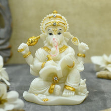 Load image into Gallery viewer, Divine Book Reading Marble Ganesha Idol/Murti
