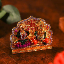 Load image into Gallery viewer, Diamond-Studded Laxmi Ganesh Murti with Swastik
