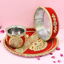Load image into Gallery viewer, Merlot Red Karwachauth Set
