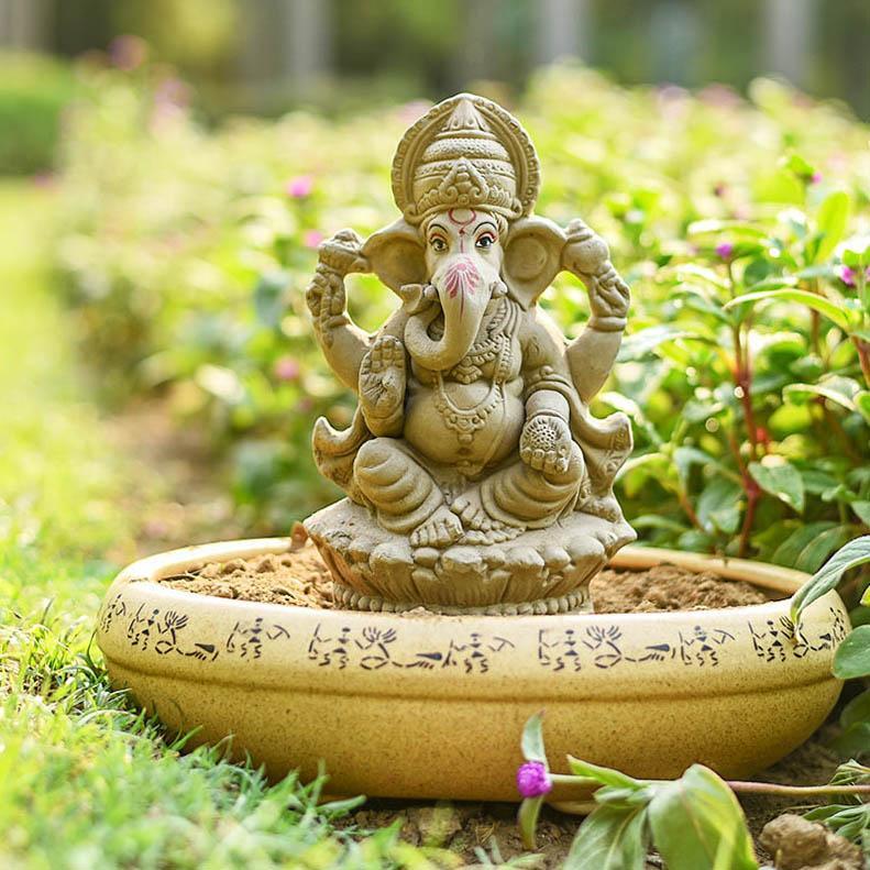 9INCH Eco-Friendly Lotus Ganesha | Plant-A-Ganesha