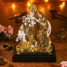 Load image into Gallery viewer, Golden White Radha Krishna With Cow
