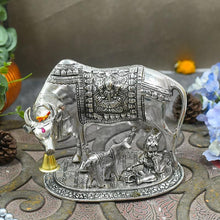 Load image into Gallery viewer, Kamdhenu Cow &amp; Calf with Krishna Idol
