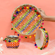 Load image into Gallery viewer, Astonishing Sequence Embroidered Karwa Chauth Thali Set

