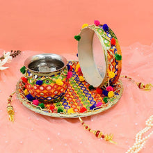 Load image into Gallery viewer, Astonishing Sequence Embroidered Karwa Chauth Thali Set
