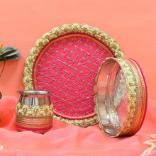 Load image into Gallery viewer, Majestic Mint &amp; Rani Karwa Chauth Thali Set
