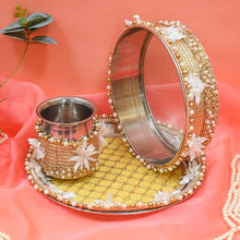 Load image into Gallery viewer, Yellow Zinnia Karwa Chauth Thali Set
