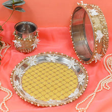 Load image into Gallery viewer, Yellow Zinnia Karwa Chauth Thali Set
