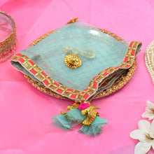 Load image into Gallery viewer, Bedazzle Blue Thali Cover
