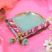 Load image into Gallery viewer, Pastel Mint Jaipuri Thali Cover
