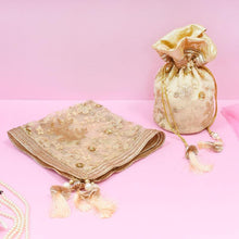 Load image into Gallery viewer, Blissful Beige Potli &amp; Thali Cover Set
