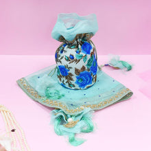 Load image into Gallery viewer, Blissful Blue Potli &amp; Thali Cover Karwa Chauth Set
