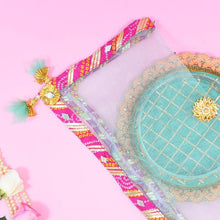 Load image into Gallery viewer, Pastel Mint Jaipuri Thali Cover
