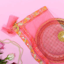 Load image into Gallery viewer, Pastel Peach Jaipuri Thali Cover
