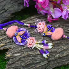 Load image into Gallery viewer, Purple Floral  Bhaiya Bhabhi Rakhi
