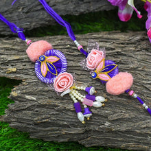 Load image into Gallery viewer, Purple Floral  Bhaiya Bhabhi Rakhi
