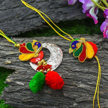Load image into Gallery viewer, Pretty Handmade Resham Dhaga Bhaiya Bhabhi Rakhi

