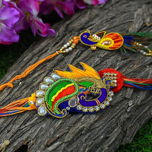 Load image into Gallery viewer, Handmade Bhaiya Bhabhi Peacock Rakhi
