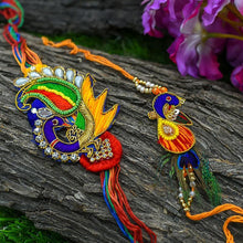 Load image into Gallery viewer, Handmade Bhaiya Bhabhi Peacock Rakhi
