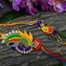 Load image into Gallery viewer, Handmade Bhaiya Bhabhi Peacock Rakhi
