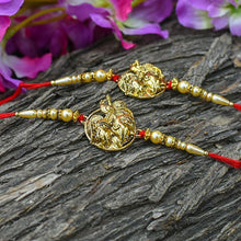 Load image into Gallery viewer, Sparkling Radha Krishna Golden Rakhi(Set of 2)
