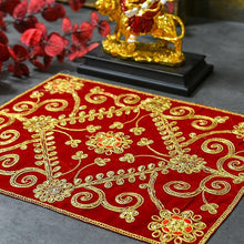 Load image into Gallery viewer, Golden Embroidery Chowki Cover
