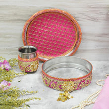 Load image into Gallery viewer, Precious Pink Karwa Chauth Thali Set
