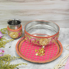 Load image into Gallery viewer, Precious Pink Karwa Chauth Thali Set
