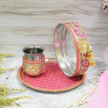 Load image into Gallery viewer, Precious Pink Karwa Chauth Thali Set

